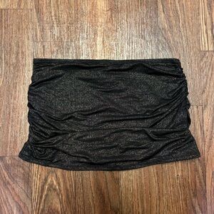 NWT Black and gold sparkly ruched tube top